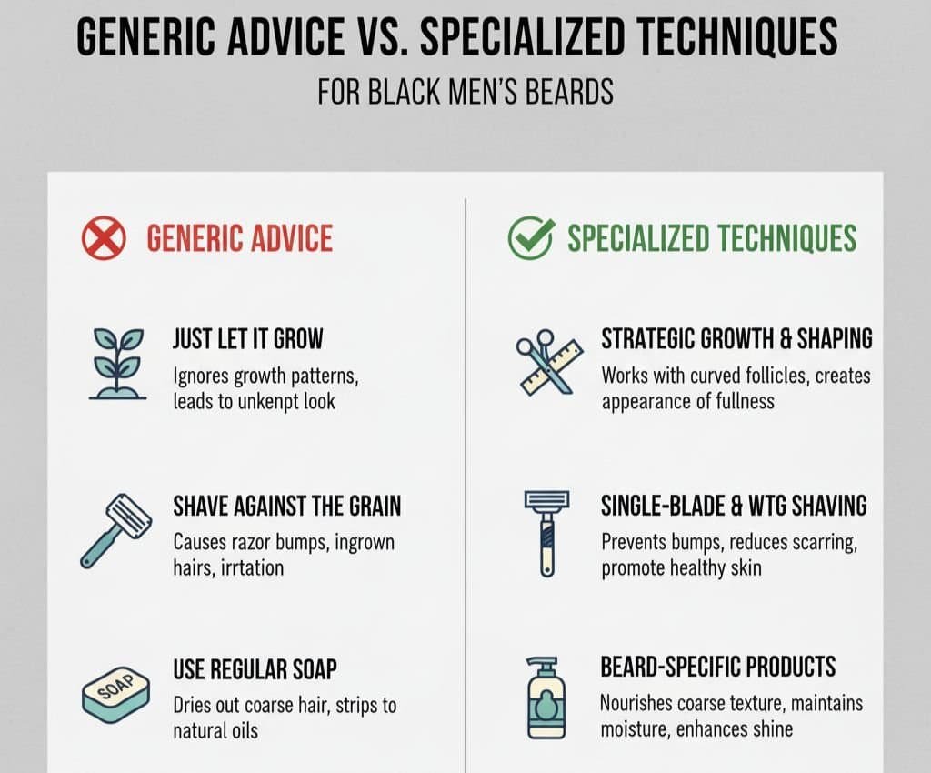 Infoggeneric generic advice vs. specialized techniques Black men's facial hair