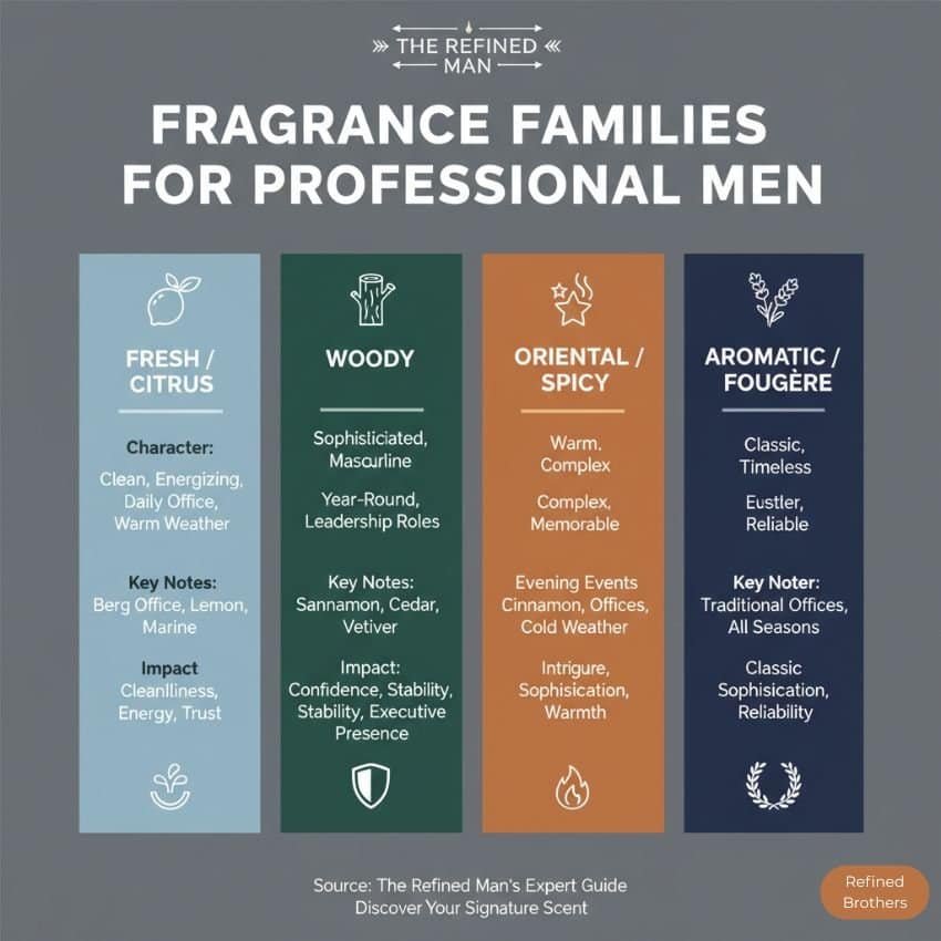 fragrance families for professional men infographic