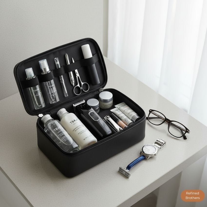 organized travel grooming kit 